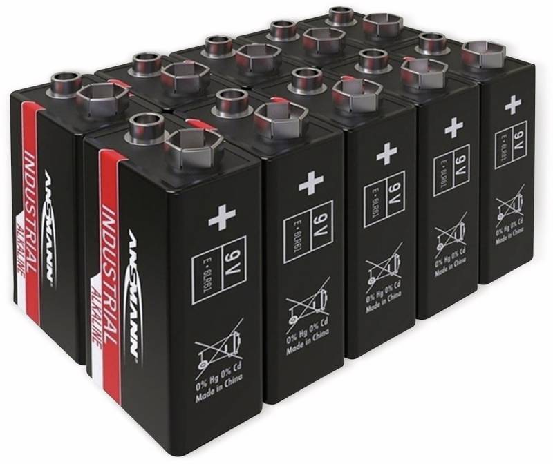 ANSMANN 9V-Blockbatterie, INDUSTRIAL, Alkaline, 10 Stück von Ansmann