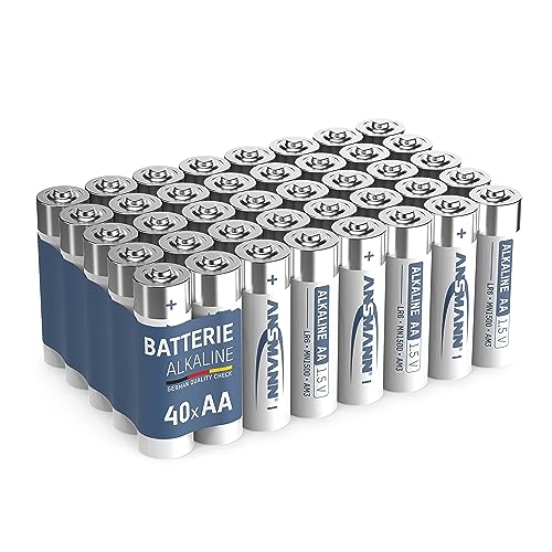 ANSMANN AA LR6 1.5V Alkaline-Batterien für Küchenwaagen, Fernbedienungen, Tastaturen, Uhren, Wecker, Controller, Deko, Taschenlampen, Vorratspackung mit 40 Stück, Design kann abweichen von Ansmann