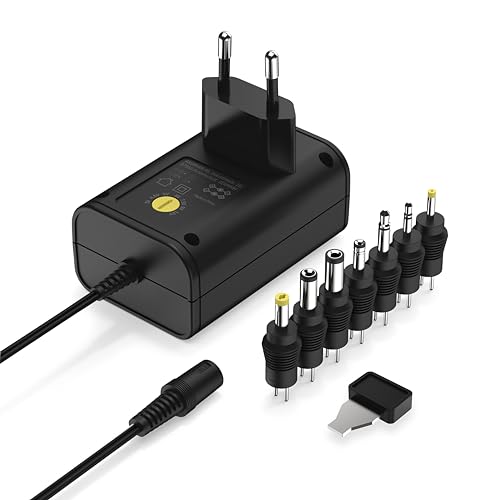 ANSMANN APS 1000 Netzteil 12V - Netzstecker bis max. 1000mA (mit 7 universal Adapter Stecker) Netzadapter zur Stromversorgung vieler Elektrokleingeräte von 3-12 Volt regelbar von Ansmann