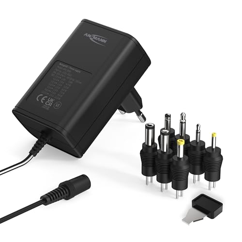 ANSMANN APS 1000 Universal Stecker Netzteil 12V inkl. 7 verschiedende Adapter Stecker - Netzstecker bis max. 1000mA - Netzadapter zur Stromversorgung vieler Elektrokleingeräte von 3-12 Volt regelbar von Ansmann