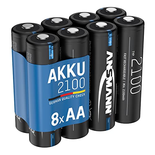 ANSMANN Akku AA 2100mAh NiMH 1,2V - Mignon AA Batterien wiederaufladbar mit geringer Selbstentladung ideal für Nachtlicht, Lichterkette, Taschenlampe, Wetterstation, Gaming Maus, Radio (8 Stück) von Ansmann