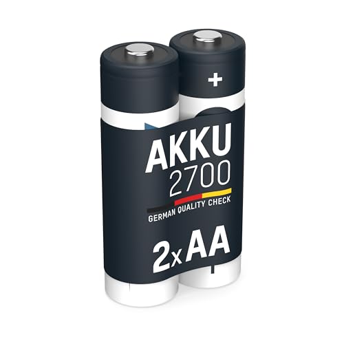 ANSMANN Akku AA 2700mAh NiMH 1,2V - Mignon AA Batterien wiederaufladbar, mit hoher Kapazität ideal für hohen Strombedarf wie Kamera, Foto-Blitz, Taschenlampe, Controller (2 Stück) von Ansmann