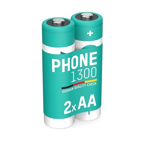 ANSMANN Akku AA Mignon 1300 mAh 1,2V NiMH für Schnurlostelefon 2 Stück - Wiederaufladbare Batterien mit geringer Selbstentladung maxE - Akkus ideal für DECT Telefon schnurlos - Rechargeable Battery von Ansmann