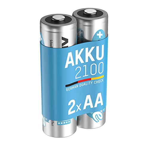 ANSMANN Akku AA Mignon 2100mAh 1,2V NiMH - wiederaufladbare Batterien AA Akkus maxE (geringe Selbstentladung & vorgeladen) ideal für Spielzeug, Funk-Tastatur/Maus, Wii & Xbox Controller (2 Stück) von Ansmann