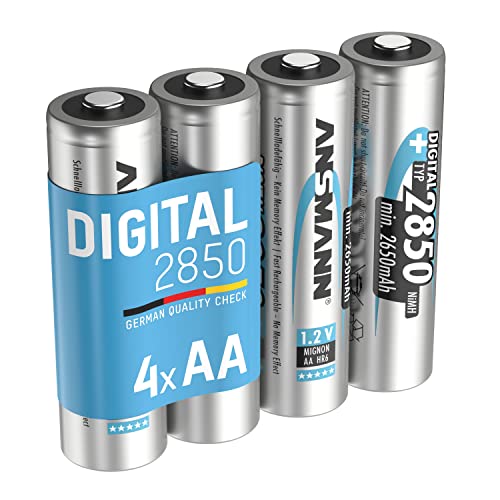 ANSMANN Akku AA Typ 2850 mAh (min. 2650 mAh) NiMH 1,2 V (4er Spar-Paket) - Mignon AA Batterien wiederaufladbare Zellen, hohe Kapazität für hohen Strombedarf wie LED, GoPro, Taschenlampe, Kamera von Ansmann