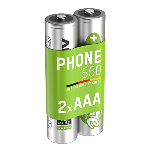 ANSMANN Akku AAA Micro 550 mAh 1,2V NiMH für Schnurlostelefon 2 Stück - Wiederaufladbare Batterien mit geringer Selbstentladung maxE - Akkus ideal für DECT Telefon schnurlos - Rechargeable Battery von Ansmann