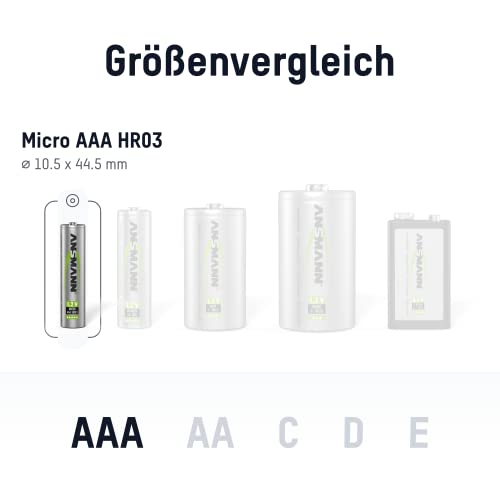 ANSMANN Telefon Akku Micro AAA LR03, 550mAh, 4 Stück, 1,2V NiMH, wiederaufladbar, ideal für DECT Phone, Schnurlostelefon, Babyphone, Ersatzakku ANSMANN Telefon Akku Micro AAA LR03, 550mAh, 4 Stück, 1,2V NiMH, wiederaufladbar, ideal für DECT Phone, Schnurlostelefon, Babyphone, Ersatzakku von Ansmann