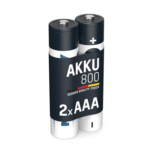 ANSMANN Akku AAA Micro 800 mAh 1,2V NiMH 2 Stück für Geräte mit hohem Stromverbrauch - Wiederaufladbare Batterien maxE - Akkus für Spielzeug Fernbedienung Telefon Kamera uvm - Rechargeable Battery von Ansmann