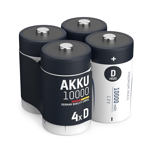 ANSMANN Akku Mono D 9300 mAh 1,2V NiMh, 4 Stück, wiederaufladbar, ideal für Spielzeug, Modellbau, Taschenlampe, Radio von Ansmann