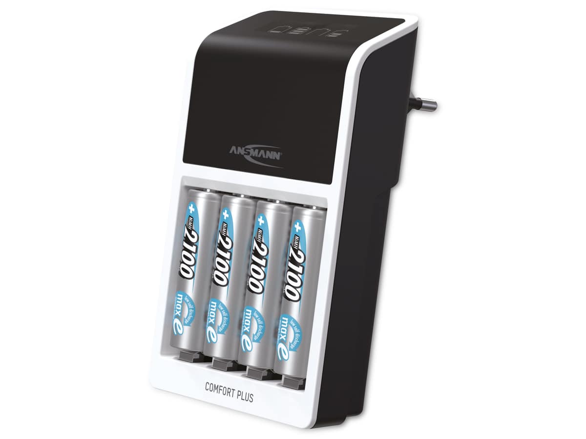 ANSMANN Akku-Ladegerät Comfort Plus + 4× AA 2100mAh von Ansmann