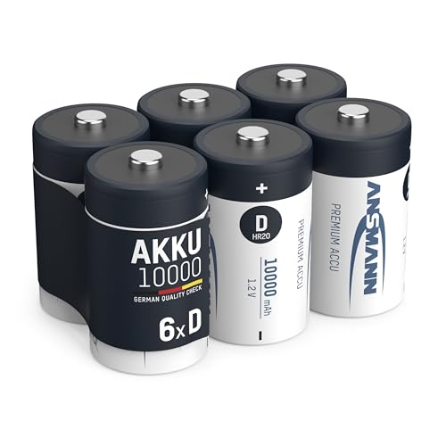 ANSMANN Akku Mono D 9300 mAh 1,2V NiMh, 6 Stück, wiederaufladbar, ideal für Spielzeug, Modellbau, Taschenlampe, Radio ANSMANN Akku Mono D 9300 mAh 1,2V NiMh, 6 Stück, wiederaufladbar, ideal für Spielzeug, Modellbau, Taschenlampe, Radio von Ansmann