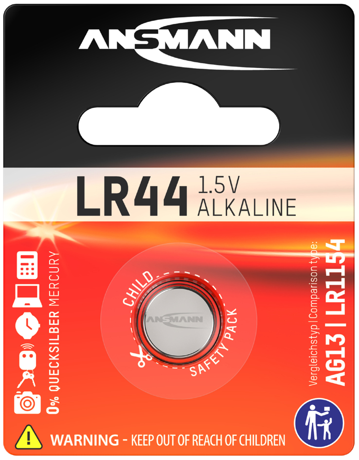 ANSMANN Alkaline Knopfzelle , LR44, , 1,5 Volt (V13GA) von Ansmann