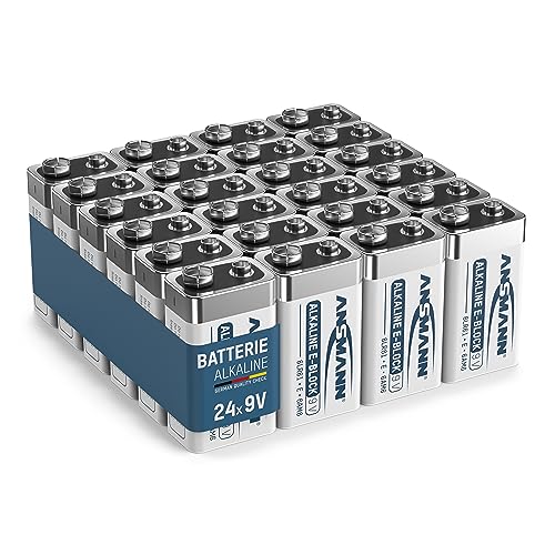 ANSMANN Alkaline longlife 9V Block Batterien (24 Stück Vorratspack) - Premium Qualität für höhere Leistung, 9V Batterie ideal für Rauchmelder, Bewegungsmelder, Alarmanlagen & Kohlenmonoxid Warnmelder von Ansmann