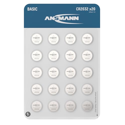 ANSMANN Basic 20x CR2032 Knopfzellen Lithium Batterien 3V / Qualitativ hochwertige Batterien/Ideal für Küchenwaage, Autoschlüssel, Messgeräte, Fernbedienungen, etc. von Ansmann