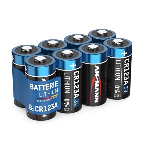 ANSMANN CR123A 3V Lithium Batterie, 8 Stück, 1500mAh, Einwegbatterie für Alarmsysteme Spielzeug Taschenlampen Kamerablitz, Rundzelle, leistungsstark von Ansmann