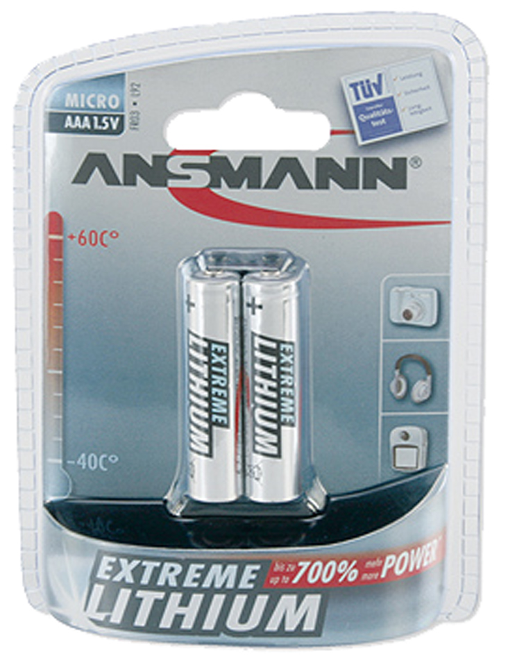 ANSMANN EXTREME LITHIUM Micro AAA (FR03), 1,5V, 2er-Blister von Ansmann