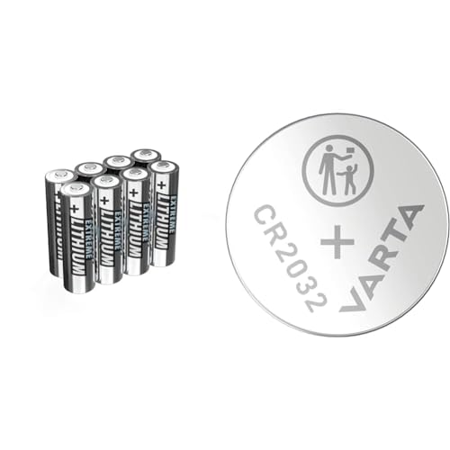 ANSMANN Extreme Lithium Batterie AA Mignon 8er Spar-Pack & VARTA Batterien Knopfzellen CR2032, 10 Stück, Lithium Coin, 3V von Ansmann