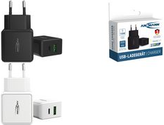 ANSMANN HC218PD - Netzteil - 18 Watt - 3000 mA - PD, QC 3.0 - 2 Ausgabeanschlussstellen (USB, USB-C) - Schwarz (1001-0109) von Ansmann