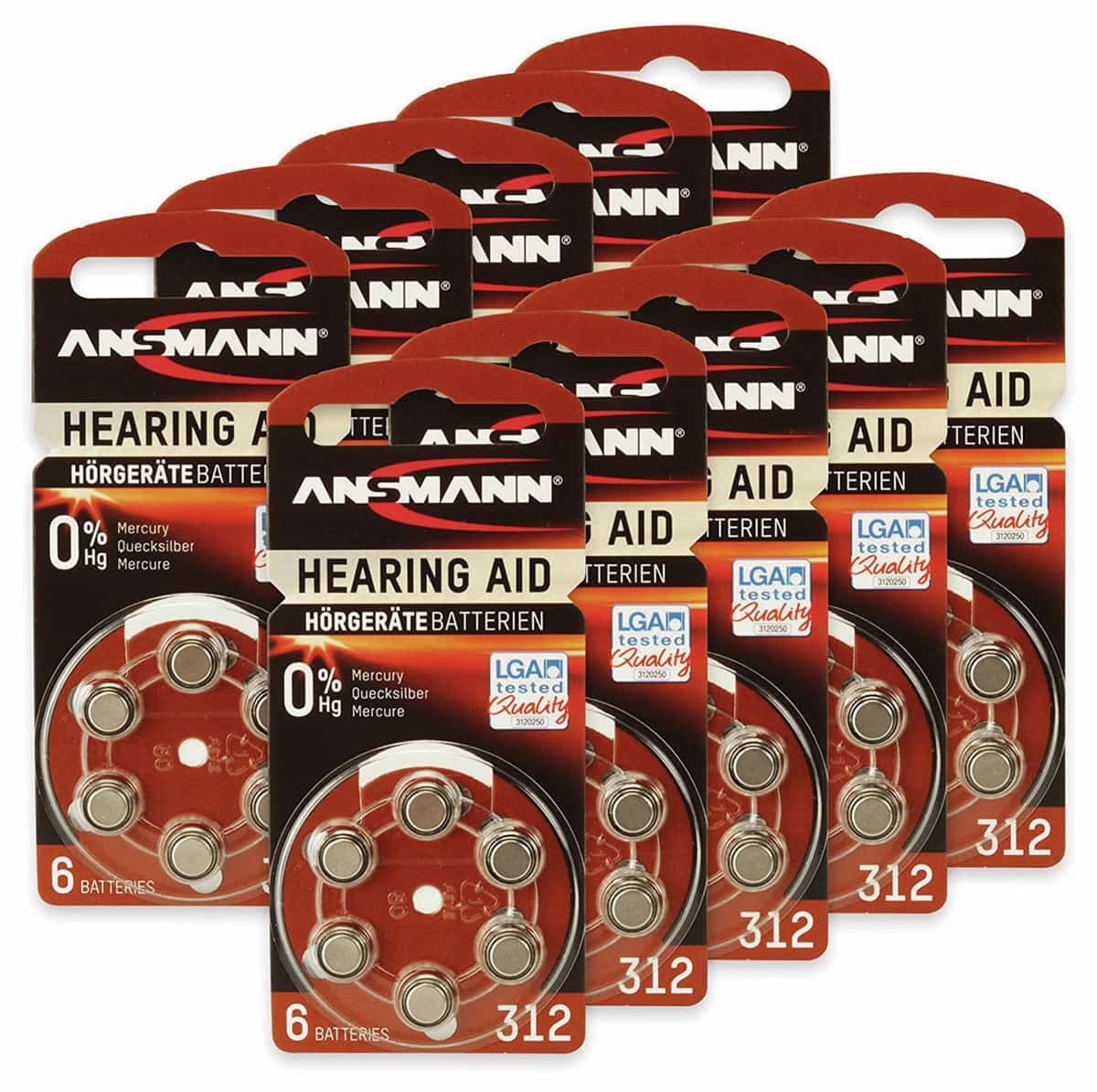 ANSMANN Hörgeräte-Batterie, HEARING AID, PR41, Größe 312, 60 Stück von Ansmann
