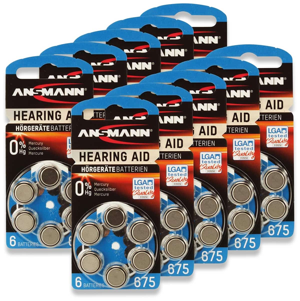 ANSMANN Hörgeräte-Batterie, HEARING AID, PR44, Größe 675, 60 Stück von Ansmann