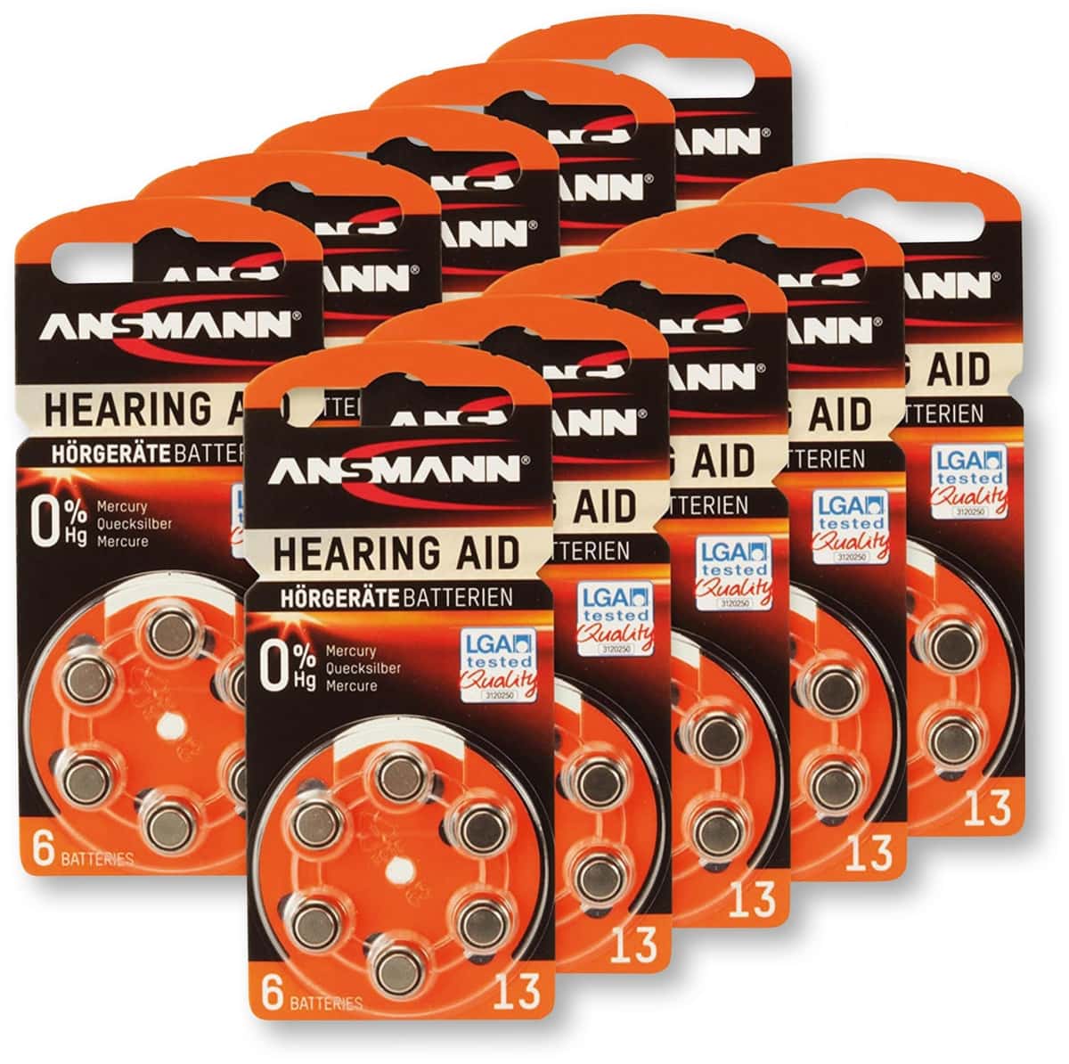 ANSMANN Hörgeräte-Batterie, HEARING AID, PR48, Größe 13, 60 Stück von Ansmann