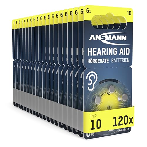 ANSMANN Hörgerätebatterien Typ 10 gelb PR70 P10 ZL4, 120 Stück, Sparpack Vorratspack,Batterien für Hörgeräte & Hörhilfen,leicht greifbar von Ansmann