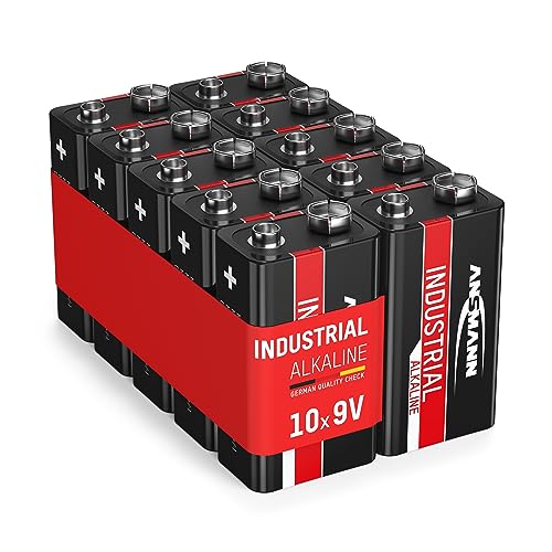 ANSMANN Industrial Alkaline Batterie 9V E-Block 6LR61 Longlife Alkalibatterie Industriebatterie für hohen Strombedarf (10er Pack) von Ansmann