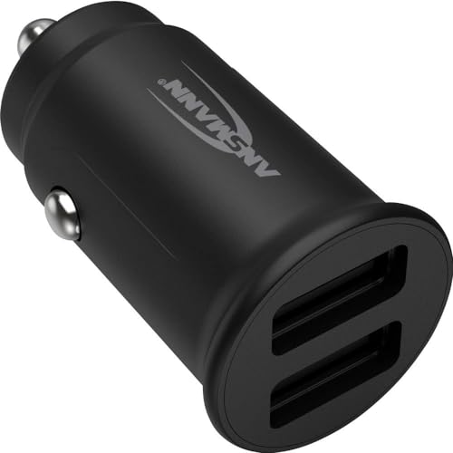 ANSMANN Kfz Auto USB Ladegerät Mini / 2-Port 2.4A, 2X USB-A, für PKW & LKW (12V / 24V), 12W Leistung, extrem kompakt, ohne LED, kompatibel mit Apple iPhone, Samsung Galaxy, Huawei, etc. von Ansmann