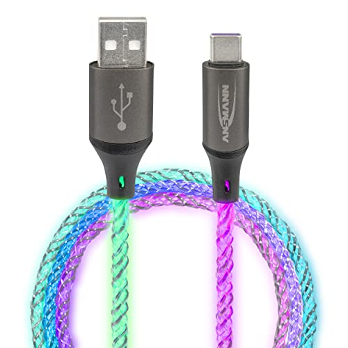 ANSMANN Ladekabel 100 cm USB-A auf USB Typ C mit coolem, pulsierendem LED-Licht/Ruhiger Farbwechsel, ganz ohne störendes Blinken/Echter Hingucker für Gamer, Kfz Innenraum, Schlafzimmer ANSMANN Ladekabel 100 cm USB-A auf USB Typ C mit coolem, pulsierendem LED-Licht/Ruhiger Farbwechsel, ganz ohne störendes Blinken/Echter Hingucker für Gamer, Kfz Innenraum, Schlafzimmer von Ansmann