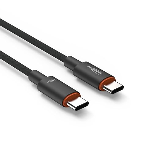 ANSMANN Ladekabel 60 cm USB Typ C für schnelles Aufladen von Smartphone, Tablet, Laptop, etc. mit bis zu 140 W Ausgangsleistung/Hochwertiges Kabel für Büro, Home Office, Gamer, Schlafzimmer von Ansmann