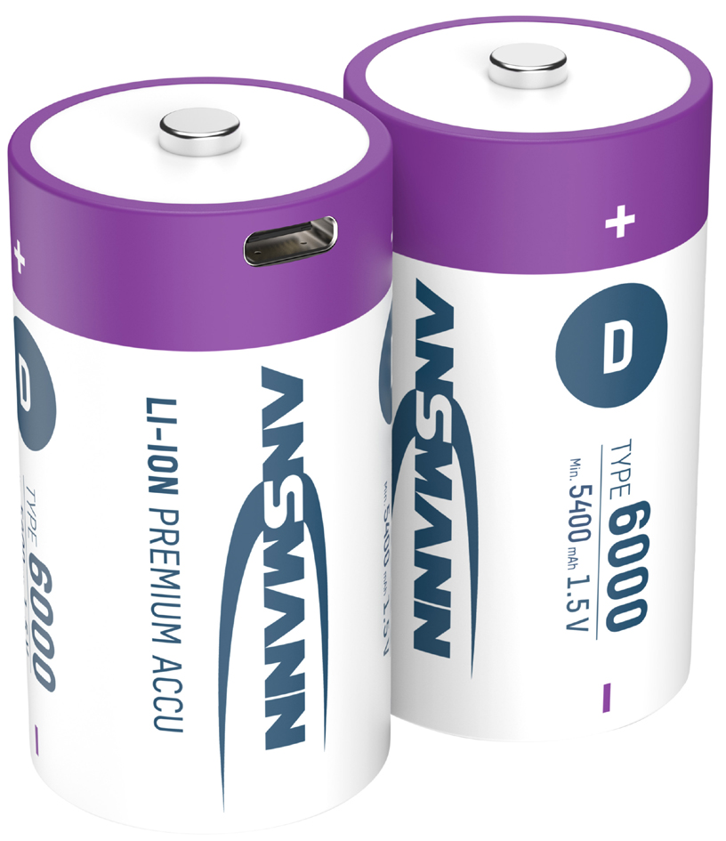 ANSMANN Li-Ion Akku Mono D mit USB-C Kupplung, 2er Karton ANSMANN Li-Ion Akku Mono D mit USB-C Kupplung, 2er Karton von Ansmann