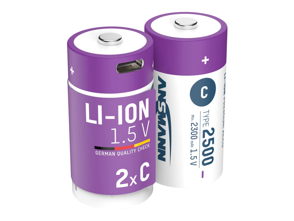 ANSMANN Li-Ion Baby-C-Akku, Typ 2500 (min. 2300mAh), 2 Stück von Ansmann