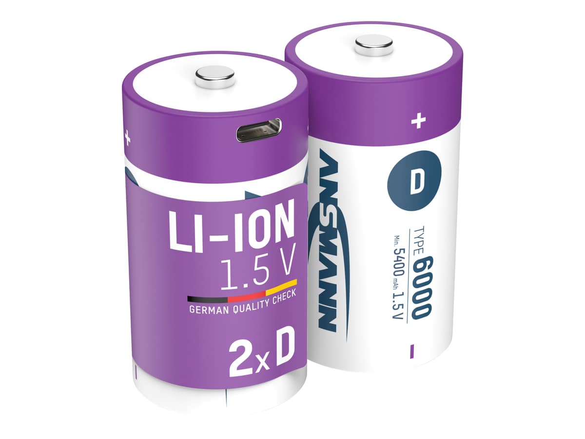 ANSMANN Li-Ion Mono-Akku, D, Typ 6000 (min. 5400mAh), 2 Stück von Ansmann