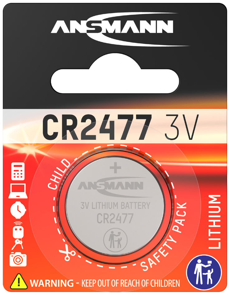 ANSMANN Lithium Knopfzelle CR2477, 3 Volt, 1er Blister ANSMANN Lithium Knopfzelle CR2477, 3 Volt, 1er Blister von Ansmann