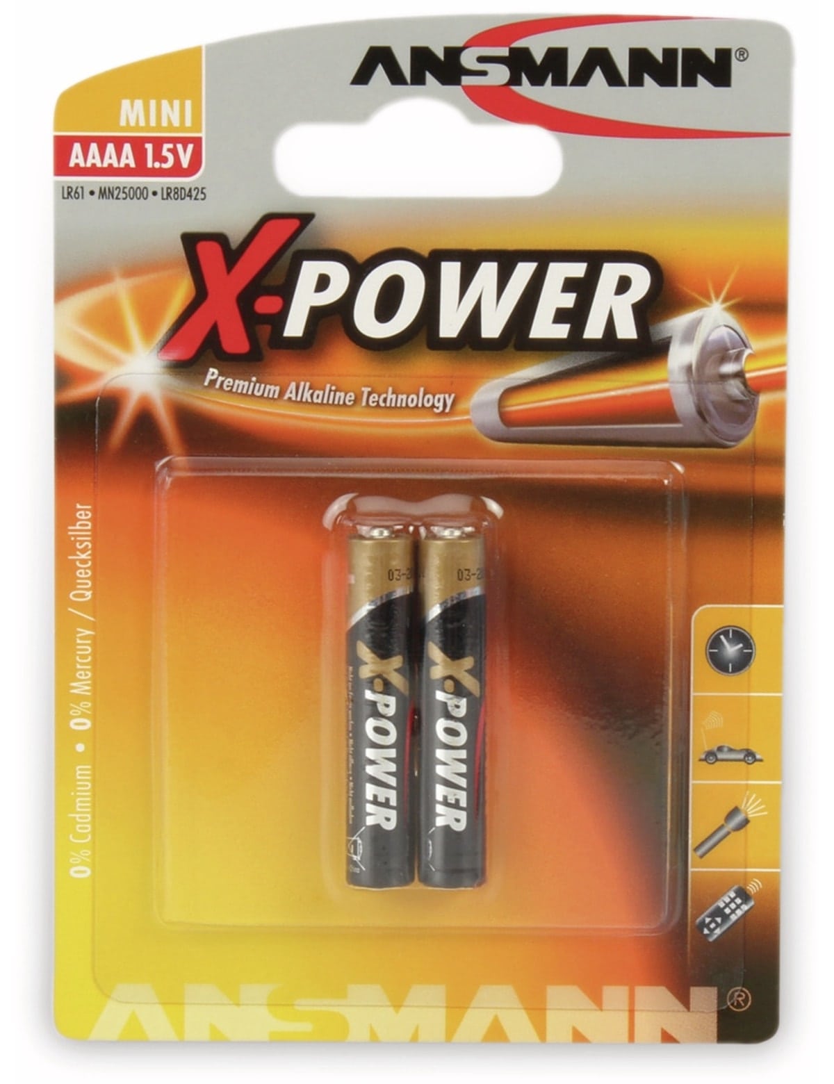 ANSMANN Mini-Batterie X-Power, Alkaline, AAAA / LR08, 1,5 V-, 2 Stück von Ansmann