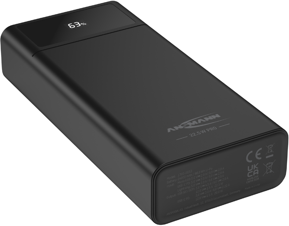 ANSMANN Mobiler Zusatzakku PB322PD, 24.000 mAh, schwarz von Ansmann