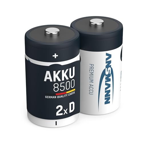 ANSMANN Mono D Akkus Typ 8500 1,2 Volt (2 Stück) - Mono-D Batterien wiederaufladbar, mit äußerst geringer Selbstentladung/Einsatz in Garagentüröffner, Waage, Uhr, Digitalkamera von Ansmann
