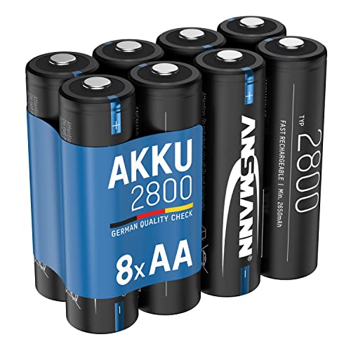 ANSMANN NiMH Akku AA Typ 2850 1,2V (8er Pack) - Mignon AA Batterien wiederaufladbar, hohe Kapazität, für hohen Strombedarf z.B. Taschenlampe, Controller, Kamera, Foto-Blitz, Modellbau von Ansmann