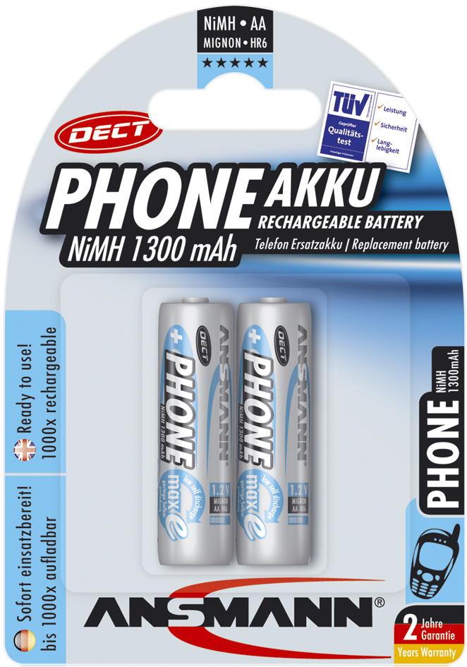 ANSMANN NiMH Akku SPECIAL, Mignon AA, 1.300 mAh, 2er Blister von Ansmann