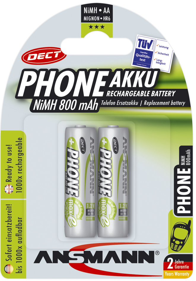 ANSMANN NiMH Akku SPECIAL, Mignon AA, 800 mAh, 2er Blister von Ansmann