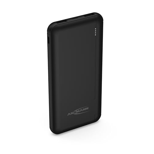 ANSMANN Powerbank 10000mAh 2-Port Power Bank mit LED Statusanzeige - externer Akku mit 2.1A, externer Akku tragbares Ladegerät kompatibel mit Apple iPhone iPad Samsung Huawei Xiaomi Schwarz von Ansmann