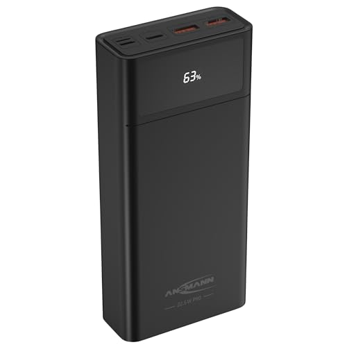 ANSMANN Powerbank 24.000 mAh 22,5W PB322PD (1 STK.) - Externer Akku mit 2X USB-A, 1x USB-C, 1x Lightning Anschluss - Notfall-Akku für mehrfaches Aufladen von Smartphones, Tablets, Kopfhörern etc. von Ansmann