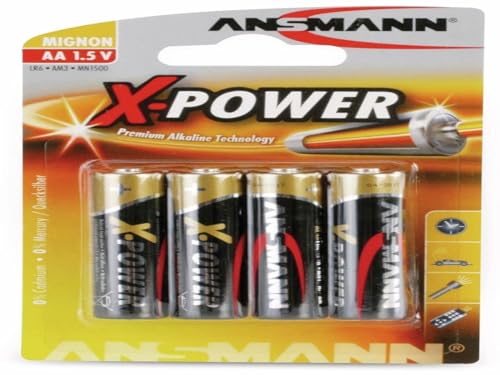 ANSMANN X-Power Alkaline Batterie Mignon AA LR6 Longlife Alkalibatterie für extrem hohen Strombedarf (4er Pack) von Ansmann