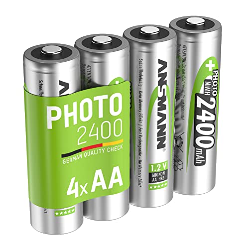 ANSMANN wiederaufladbar Akku Batterie Mignon AA 2400mAh NiMH ohne Memory-Effekt 4er Pack Photo Fotoakku Digitalkamera von Ansmann