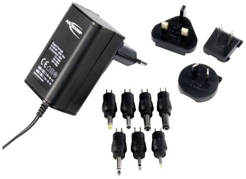 Ansmann 1209-0000 Steckernetzteil, einstellbar 3 V/DC, 4.5 V/DC, 5 V/DC, 6 V/DC, 7.5 V/DC, 9 V/DC, 1 von Ansmann