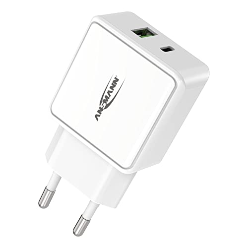 Ansmann 2-Port USB-C Ladegerät PD3.0 20 W, USB-C und USB-A Ports Netzteil mit Power Delivery & Quick Charge 3.0 18W, Schnellladegerät kompatibel mit Apple iPhone 13/12, Samsung Galaxy S21/20, etc. von Ansmann