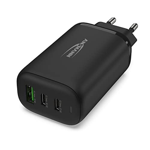 Ansmann 3-Port USB Charger 65 W - Quick Charge 3.0 Power Delivery Profil 4 superschnelles Ladegerät mit intelligenter Ladesteuerung für Laptop, Smartphone, Tablet, Go Pro, etc. von Ansmann