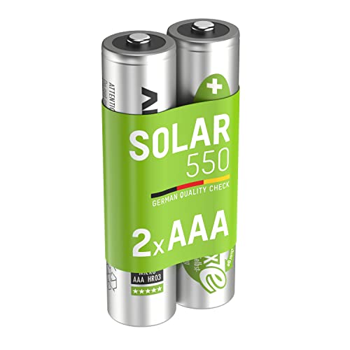 Ansmann Akku AAA Micro 550 mAh 1,2V NiMH für Solarlampe 2 Stück - Wiederaufladbare Batterien mit geringer Selbstentladung maxE - Solar Akkus ideal für Solarleuchte im Garten - Weiß, 1311-0001 von Ansmann