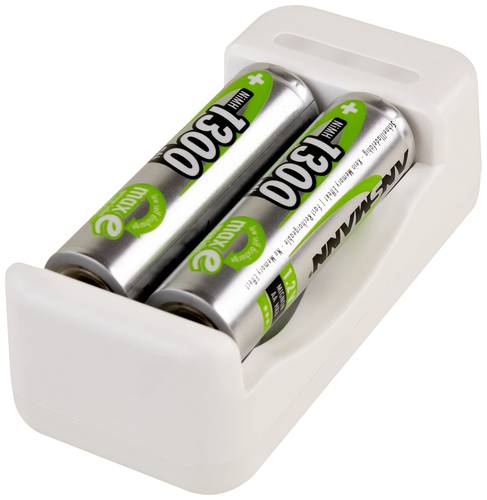 Ansmann Basic II + 2× AA 1300mAh Rundzellen-Ladegerät NiMH Micro (AAA), Mignon (AA) von Ansmann