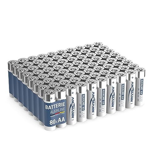 Ansmann Batterien AA Alkaline Größe LR6 - AA Batterie (80 Stück Vorratspack) ideal für Alltagsgeräte wie Küchenwaage, Fernbedienung, Tastatur, Wanduhr, Design kann abweichen, 1522-0030-800, 80er Pack von Ansmann